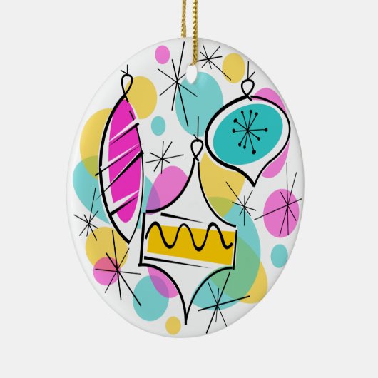 Retro Tree Baubles Textschmuck rund Keramikornament (Rechts)