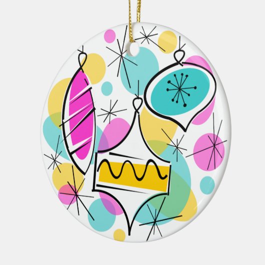 Retro Tree Baubles Textschmuck rund Keramikornament (Links)