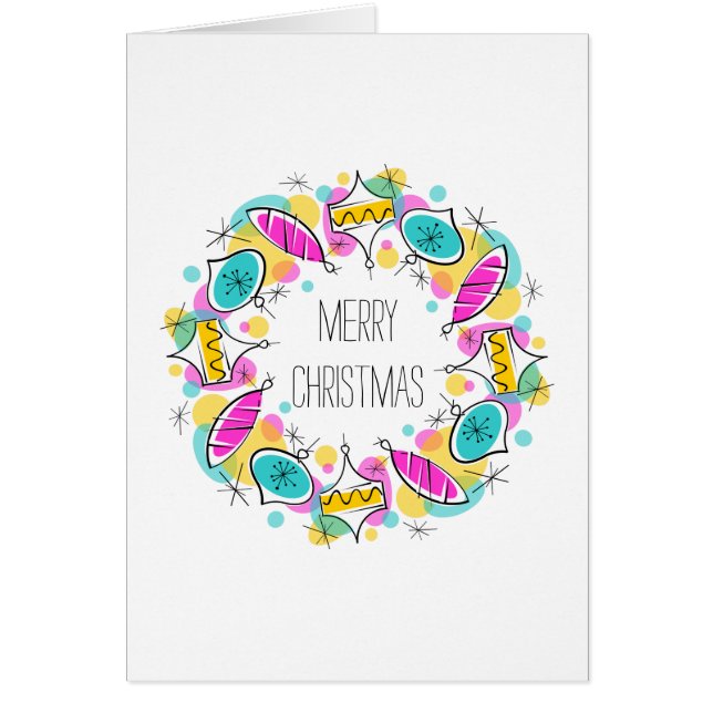 Retro Tree Baubles Weihnachten im Text (Vorne)