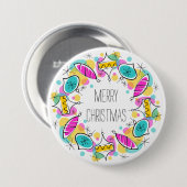 Retro Tree Baubles Weihnachtsknopf Button (Vorne & Hinten)
