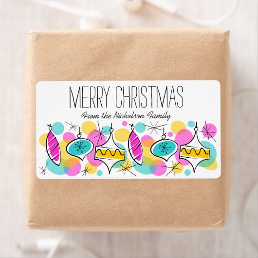 Retro Tree Baubles Weihnachtslabel groß (Insitu)