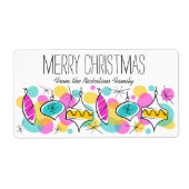 Retro Tree Baubles Weihnachtslabel groß (Vorne)