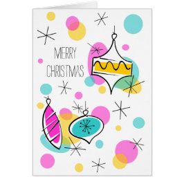 Retro Tree Baubles Weihnachtstext vertikal