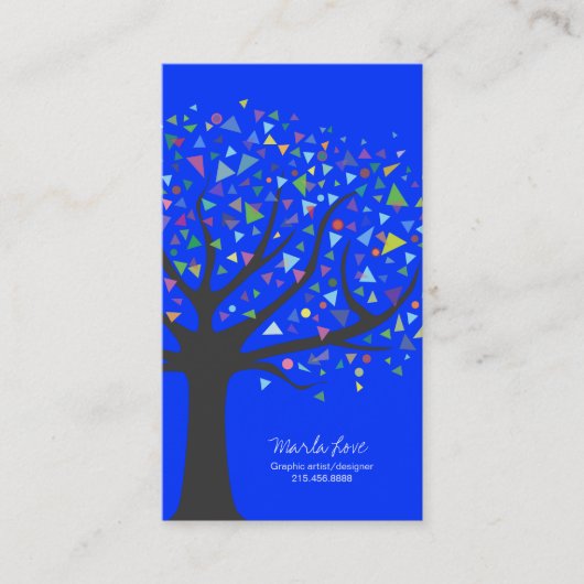 Retro Tree Business Card Art Grafikdesigner Visitenkarte (Vorderseite)