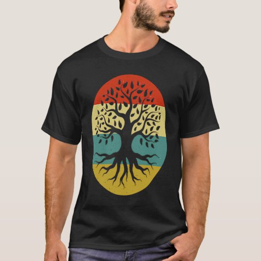 Retro Tree of Life Vintage Earth T-Shirt (Vorderseite)