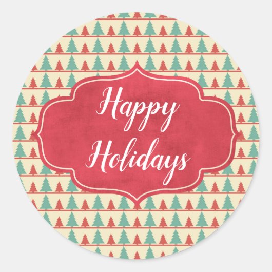 Retro-Tree-Silhouetten anpassbar Runder Aufkleber (Vorderseite)