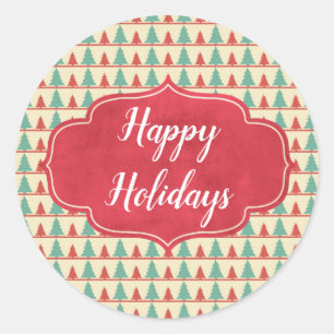 Retro-Tree-Silhouetten anpassbar Runder Aufkleber