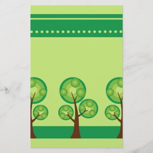 Retro Trees Scrapbook Paper Briefpapier (Vorderseite)