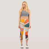 Retro Trendy Abstrakt Squares Collection Capri Leggings (Vorderseite)