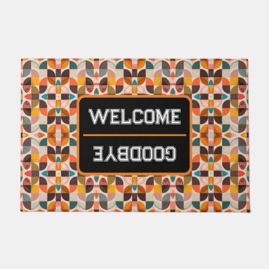 Retro Trendy Abstrakt Squares Collection Fußmatte (Vorderseite)