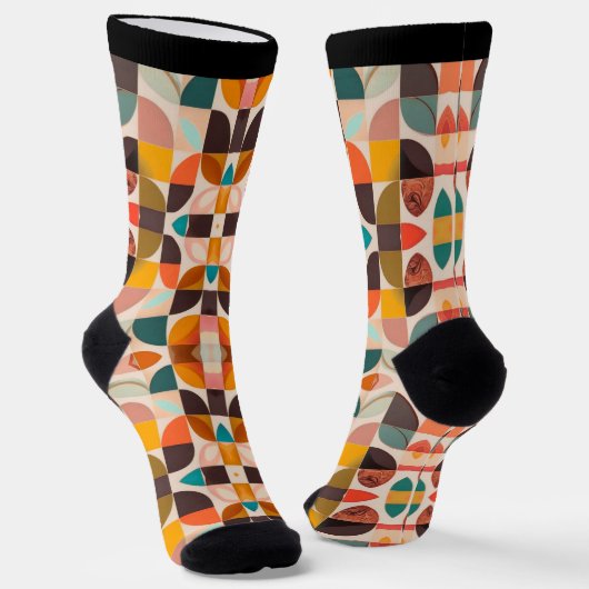 Retro Trendy Abstrakt Squares Collection Socken (Gewinkelt)
