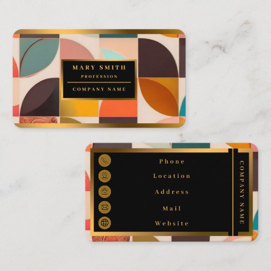 Retro Trendy Abstrakt Squares Collection Visitenkarte (Vorne/Hinten)