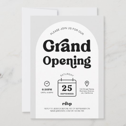 Retro Trendy Arch New Business Shop Eröffnungsvera Einladung (Vorderseite)