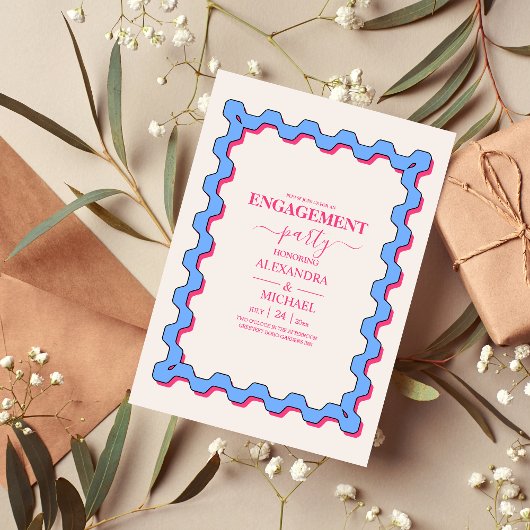 Retro Trendy Curve Squiggle Savy Verlobung Einladung