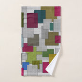 Retro Trendy Geometric Green Yellow Badhandtuch Set (Handtuch)