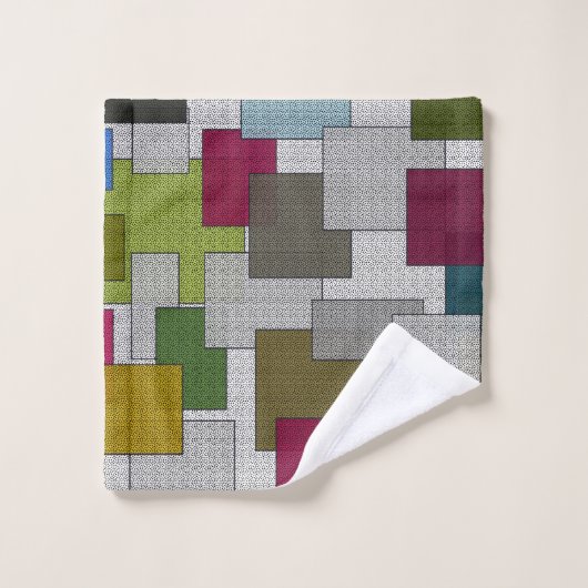 Retro Trendy Geometric Green Yellow Badhandtuch Set (Waschlappen)