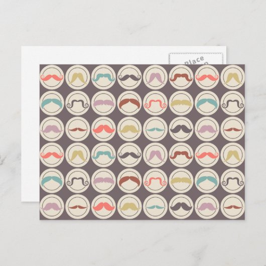 Retro Trendy Handlebar Mustache Postkarte (Vorne/Hinten)