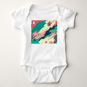 Retro Trendy Memphis Geometric Wallpaper Baby Strampler