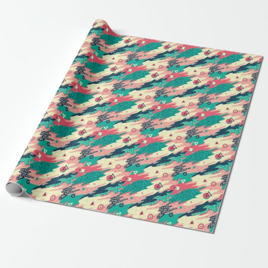 Retro Trendy Memphis Geometric Wallpaper Geschenkpapier (Ungerollt)