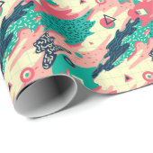 Retro Trendy Memphis Geometric Wallpaper Geschenkpapier (Rolleneckpunkt)