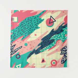 Retro Trendy Memphis Geometric Wallpaper Wandteppich