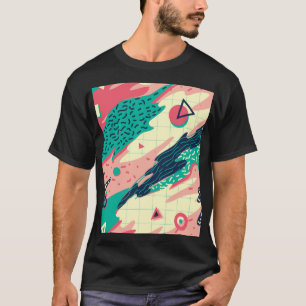 Retro-Trendy-Memphis-Geometrische-Tapete T-Shirt