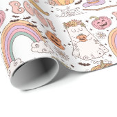 Retro Trendy Niedliche Halloween Elements Ghost Pu Geschenkpapier (Rolleneckpunkt)