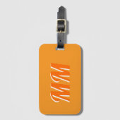 Retro Trendy Orange Modern Monogram Initial Gepäckanhänger (Vorderseite Vertikal)