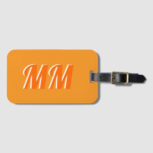 Retro Trendy Orange Modern Monogram Initial Gepäckanhänger (Vorderseite (Horizontal))