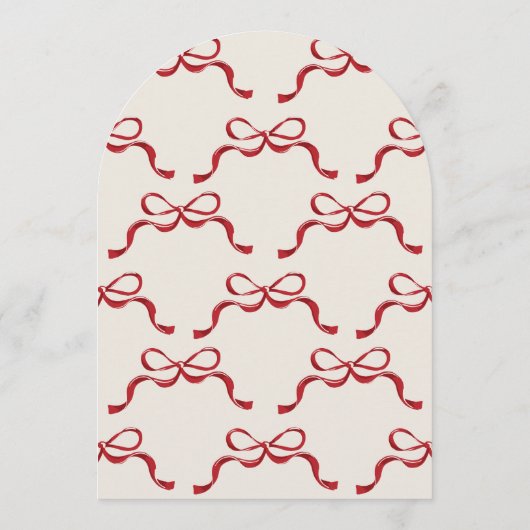 Retro Trendy Red Bows Oval Foto Arch Holiday Card Einladung (Rückseite)