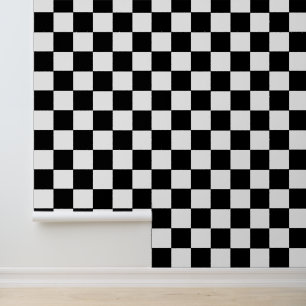 Retro Trendy Schwarz-weiß Checkered Square Pattern Tapete