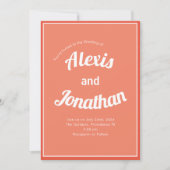 Retro Trendy spielend farbenfroh Korallenrosa Weiß Einladung (Vorderseite)