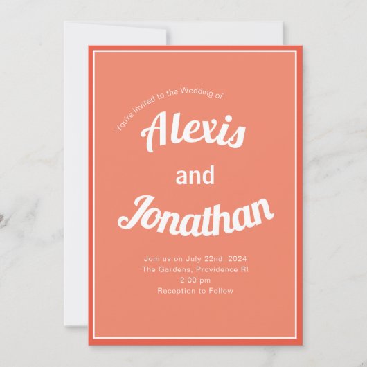 Retro Trendy spielend farbenfroh Korallenrosa Weiß Einladung (Vorderseite)