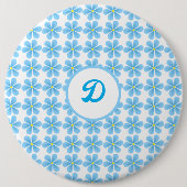 Retro-trendy Vintag bläuliche Monogramm Button (Vorderseite)