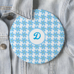 Retro-trendy Vintag bläuliche Monogramm Button