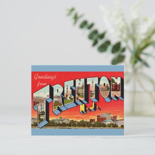 Retro Trenton NJ Postcard Postkarte (Stehend Vorderseite)
