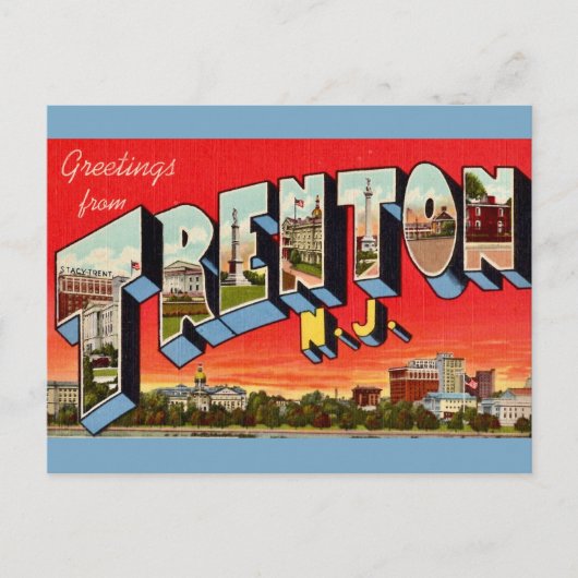 Retro Trenton NJ Postcard Postkarte (Vorderseite)
