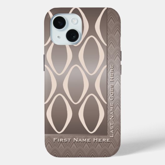 Retro-Tribal in Taupe und Mandeln - Personalisiert Case-Mate iPhone Hülle (Rückseite)