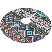 Retro Tribal Navajo: Geometrisch Nahtlos. Polyester Weihnachtsbaumdecke (Schrägansicht)