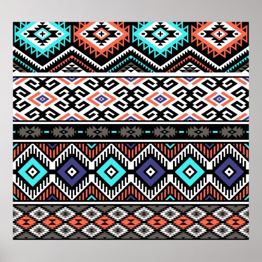 Retro Tribal Navajo: Geometrisch Nahtlos. Poster (Vorne)