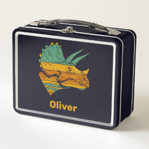 Retro-Triceratops-Dinosaurier Metall Brotdose