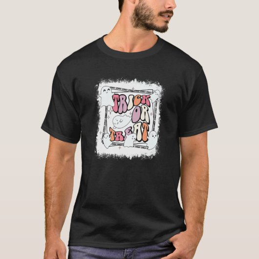 Retro-Trick oder behandeln floralen Ghost Hallowee T-Shirt (Vorderseite)