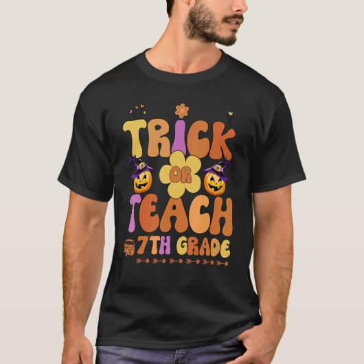 Retro Trick oder Dozent Ghost 7. Klasse Lehrer Hal T-Shirt (Vorderseite)