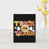 Retro Trick oder lehren Ghost Lehrer Halloween Cos Karte (Gelbe Blume)