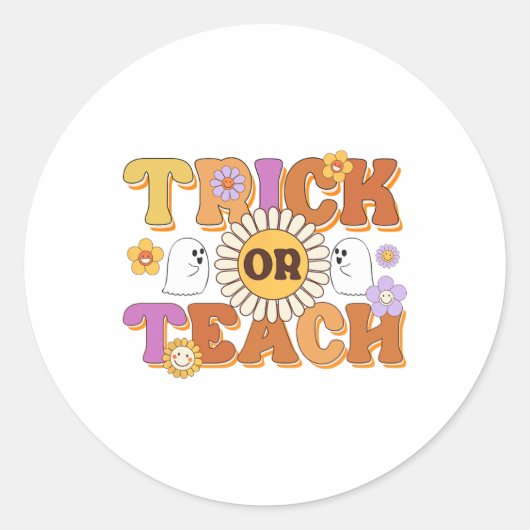 Retro Trick oder lehren Ghost Lehrer Halloween Cos Runder Aufkleber (Vorderseite)