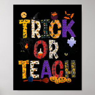Retro Trick oder lehren Lehrer Halloween Kostüme M Poster