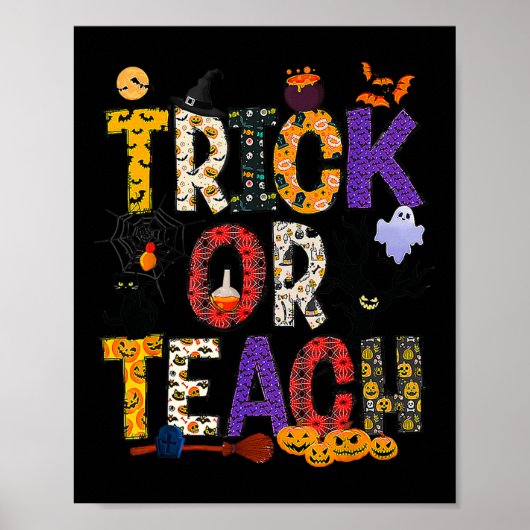 Retro Trick oder lehren Lehrer Halloween Kostüme M Poster (Vorne)