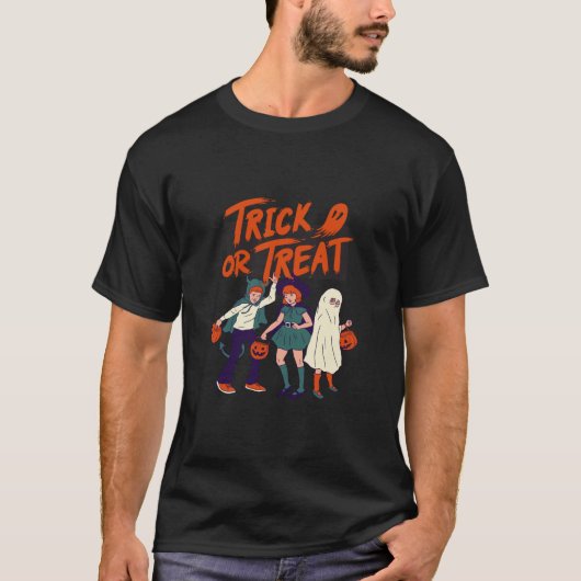 Retro Trick oder Treat Kids Halloween Shirt (Vorderseite)