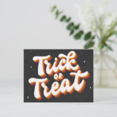 Retro Trick oder Treat Postkarte (Stehend Vorderseite)
