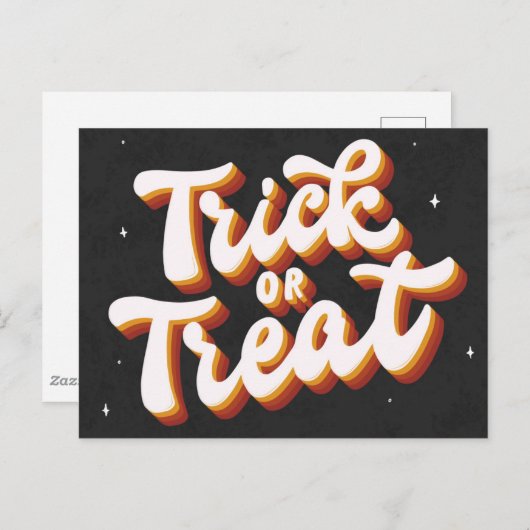 Retro Trick oder Treat Postkarte (Vorne/Hinten)